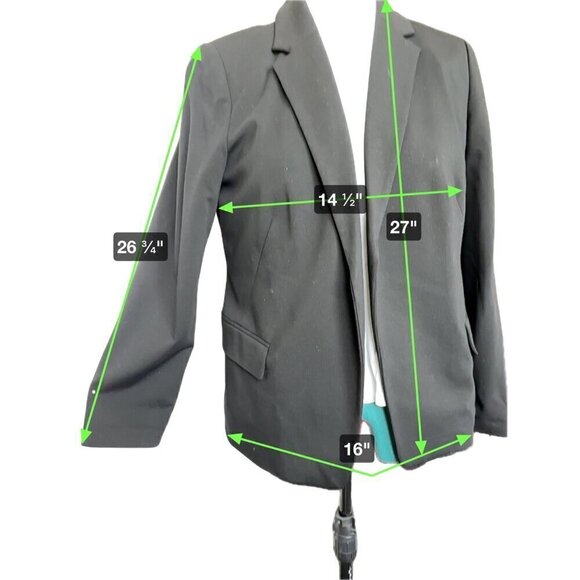 Chico’s Blazer Black Women 12/14 Chico size2 Fully lined Open Front Notch Collar - Picture 12 of 12
